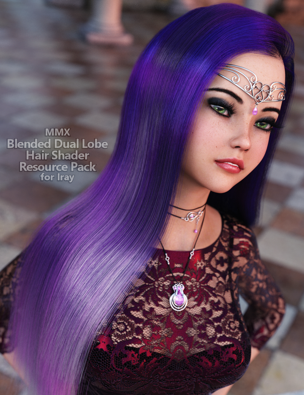 MMX Blended Dual Lobe Hair Shader Resource Pack for Iray by: Mattymanx, 3D Models by Daz 3D