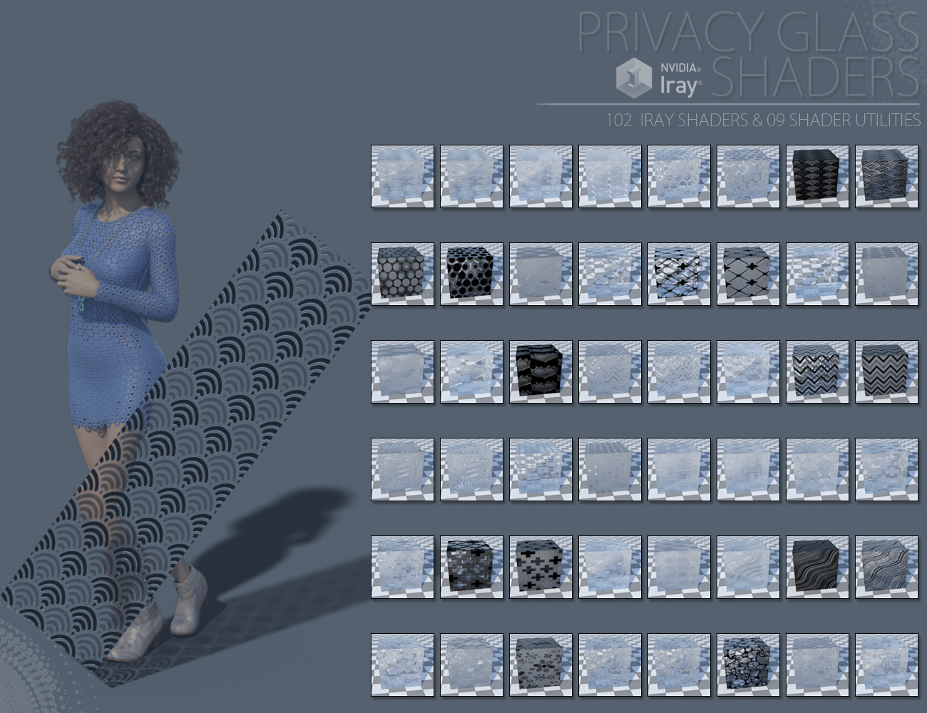 Privacy Glass Iray Shaders by: ForbiddenWhispers, 3D Models by Daz 3D