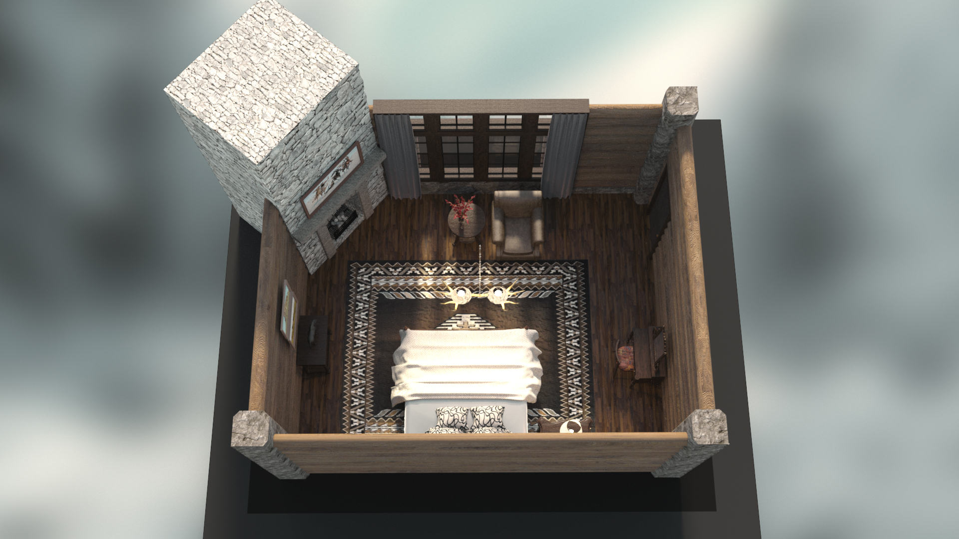Log House Bedroom by: Digitallab3D, 3D Models by Daz 3D