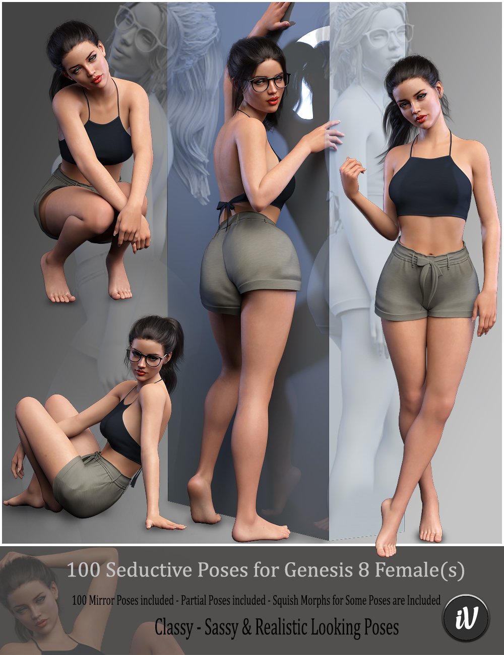iV 100 Seductive Poses for Genesis 8 Female(s) by: i3D_LotusValery3D, 3D Models by Daz 3D