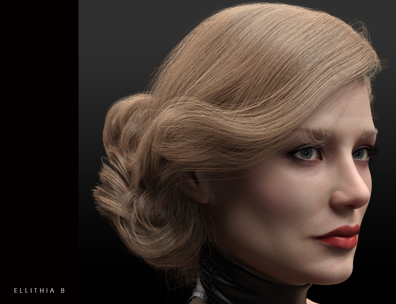 dforce Side Swept Updo Hair for Genesis 3 and 8 Female(s) by: chevybabe25, 3D Models by Daz 3D