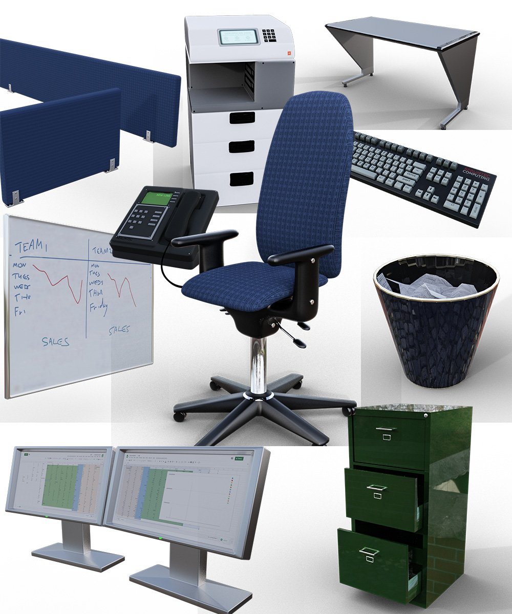 Open Office and Props Open Office and Props by: Serum, 3D Models by Daz 3D