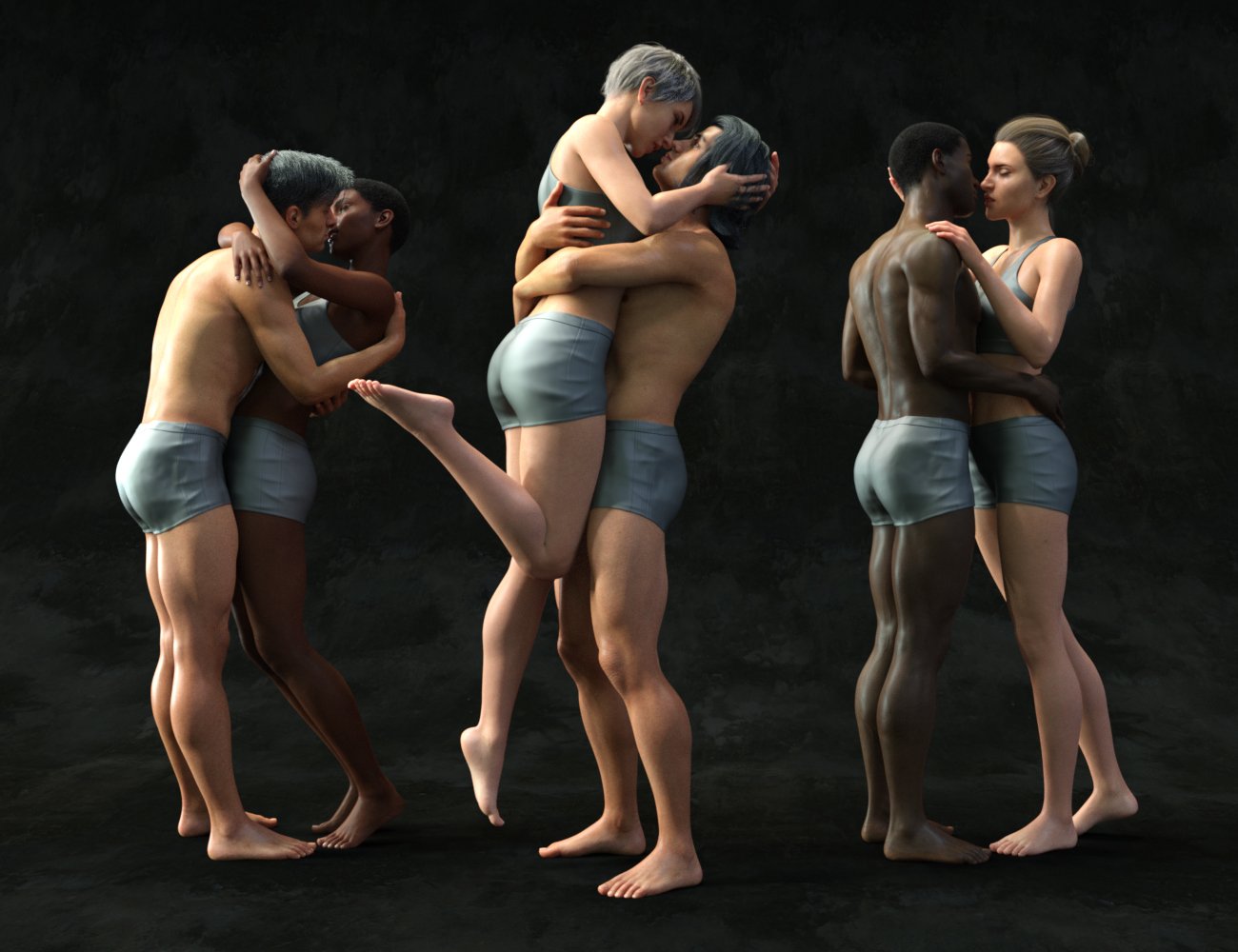 Embrace: Pose Pairs for Genesis 8 by: Those Things, 3D Models by Daz 3D