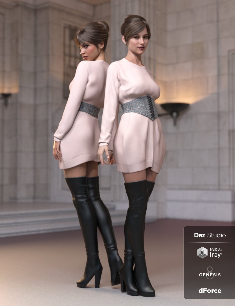 dForce Bustier Dress Outfit for Genesis 8 Female(s) by: Moonscape GraphicsNikisatezSade, 3D Models by Daz 3D