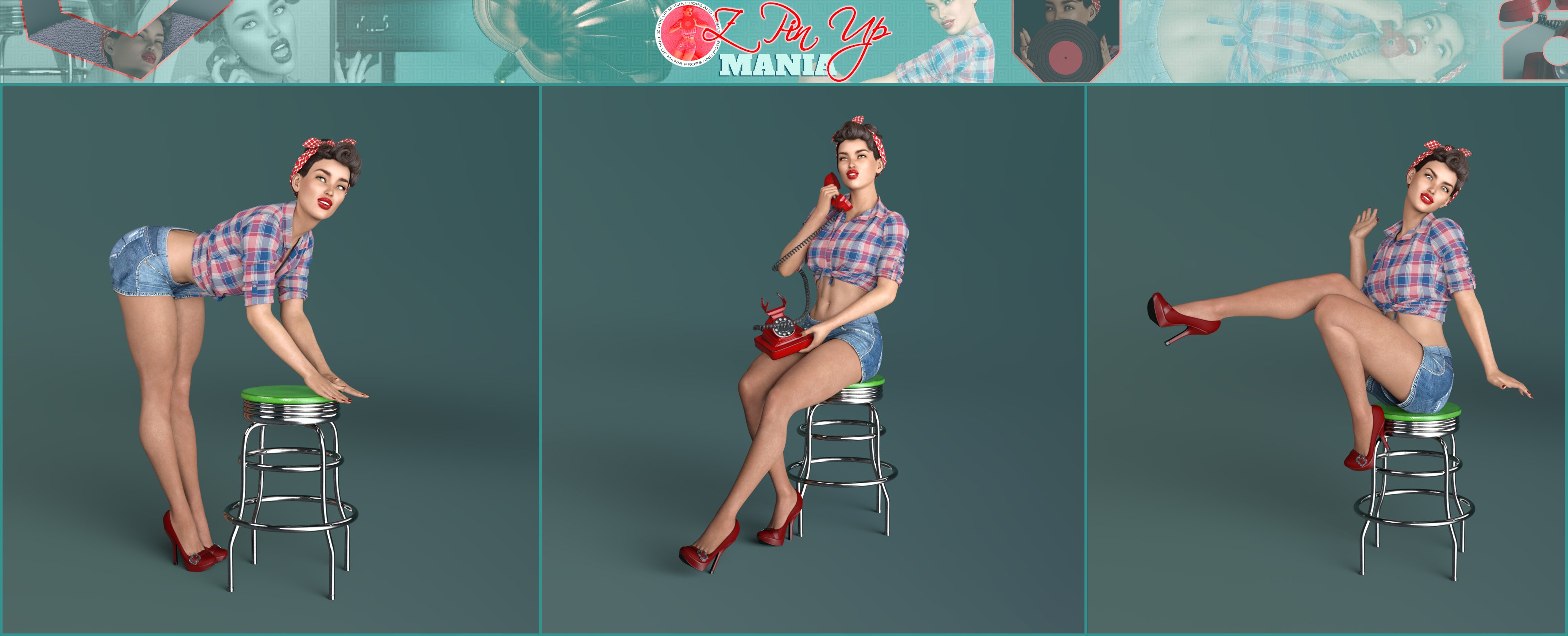Z Pin Up Mania Props and Poses for Genesis 8 Female by: Zeddicuss, 3D Models by Daz 3D