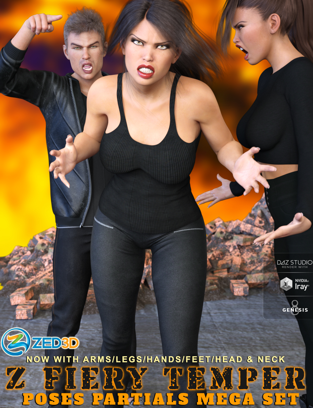Z Fiery Temper Pose Mega Set by: Zeddicuss, 3D Models by Daz 3D