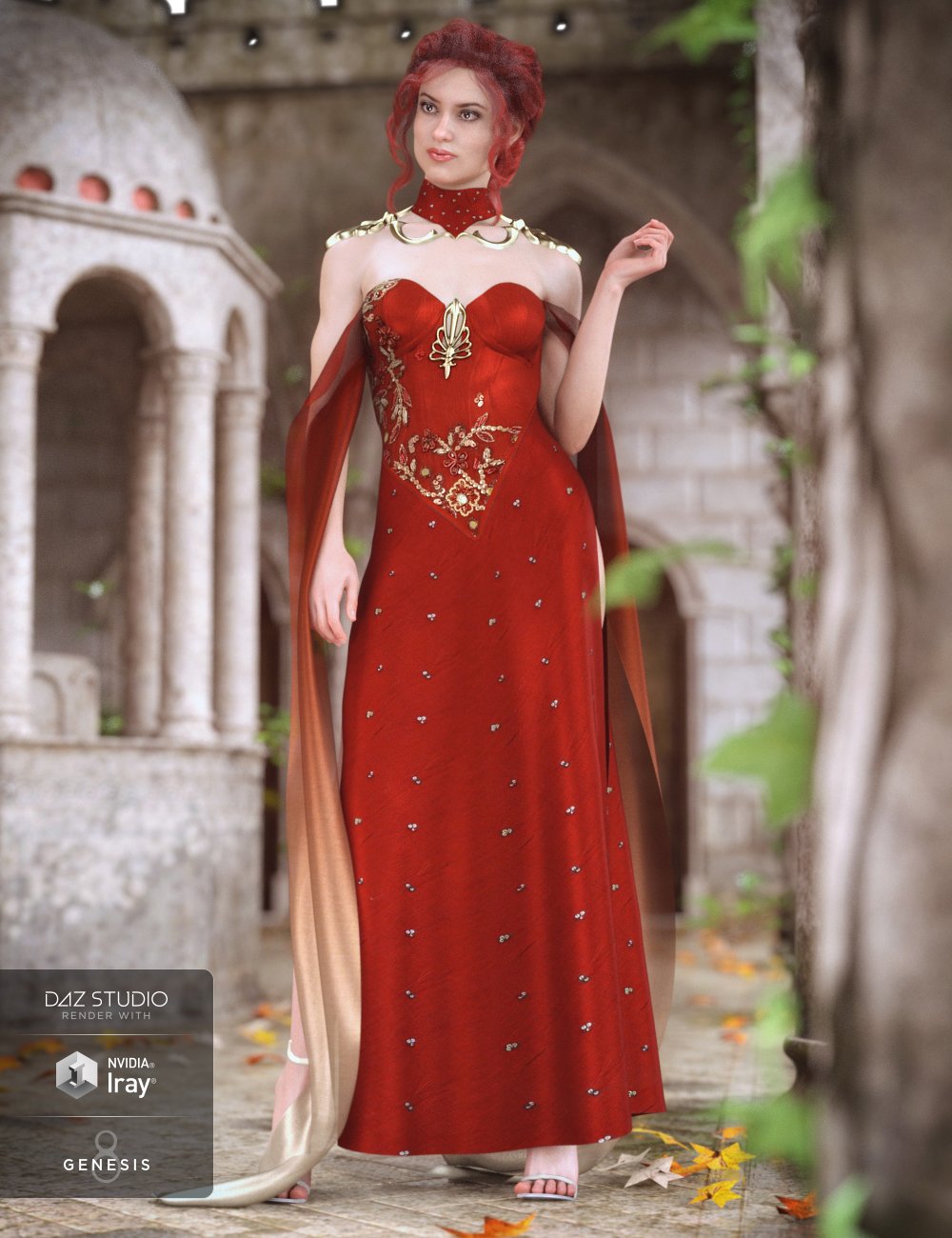 dForce Fantasy Cape Outfit for Genesis 8 Female(s)