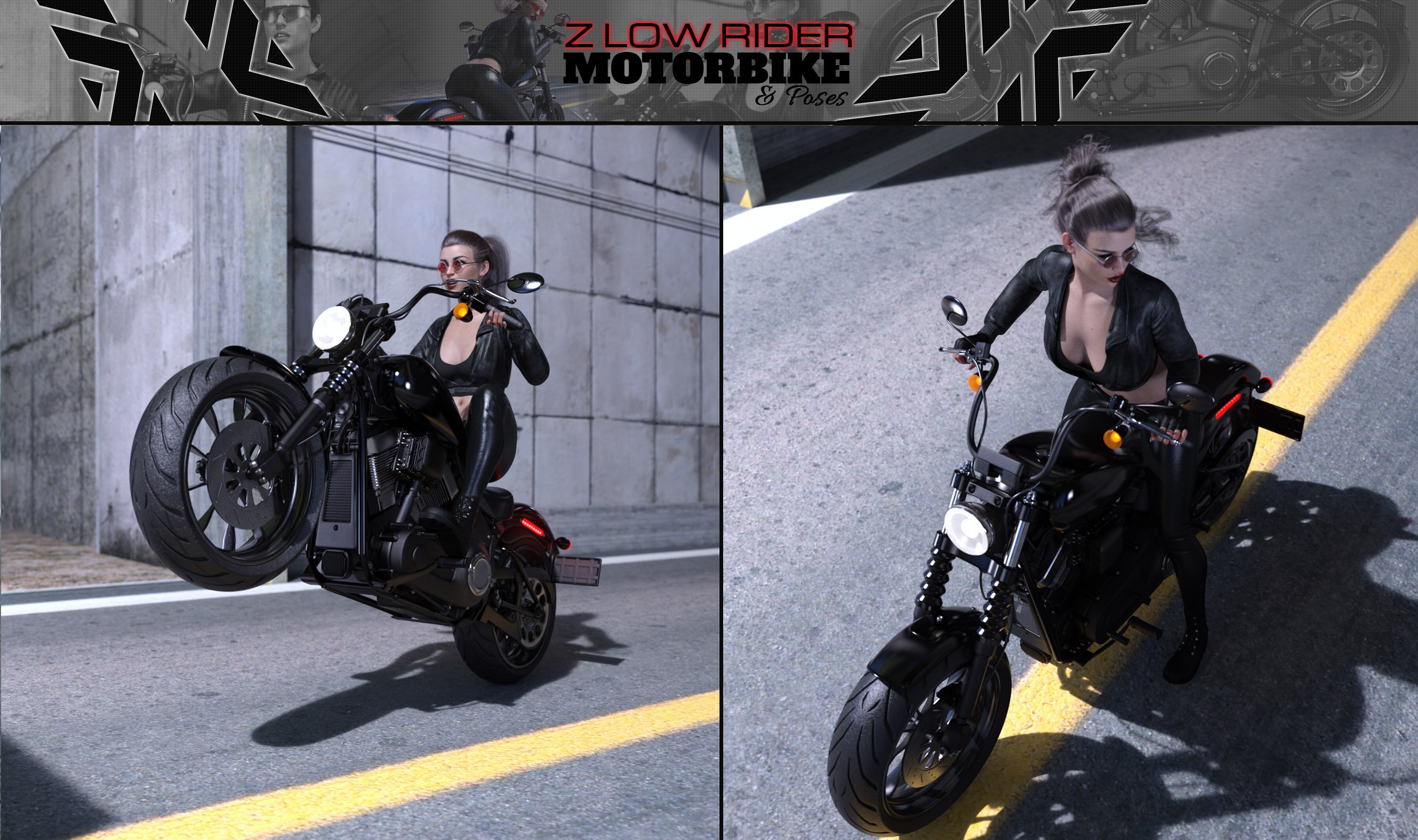 Z Low Rider Motorbike and Poses Z Low Rider Motorbike and Poses by: Zeddicuss, 3D Models by Daz 3D