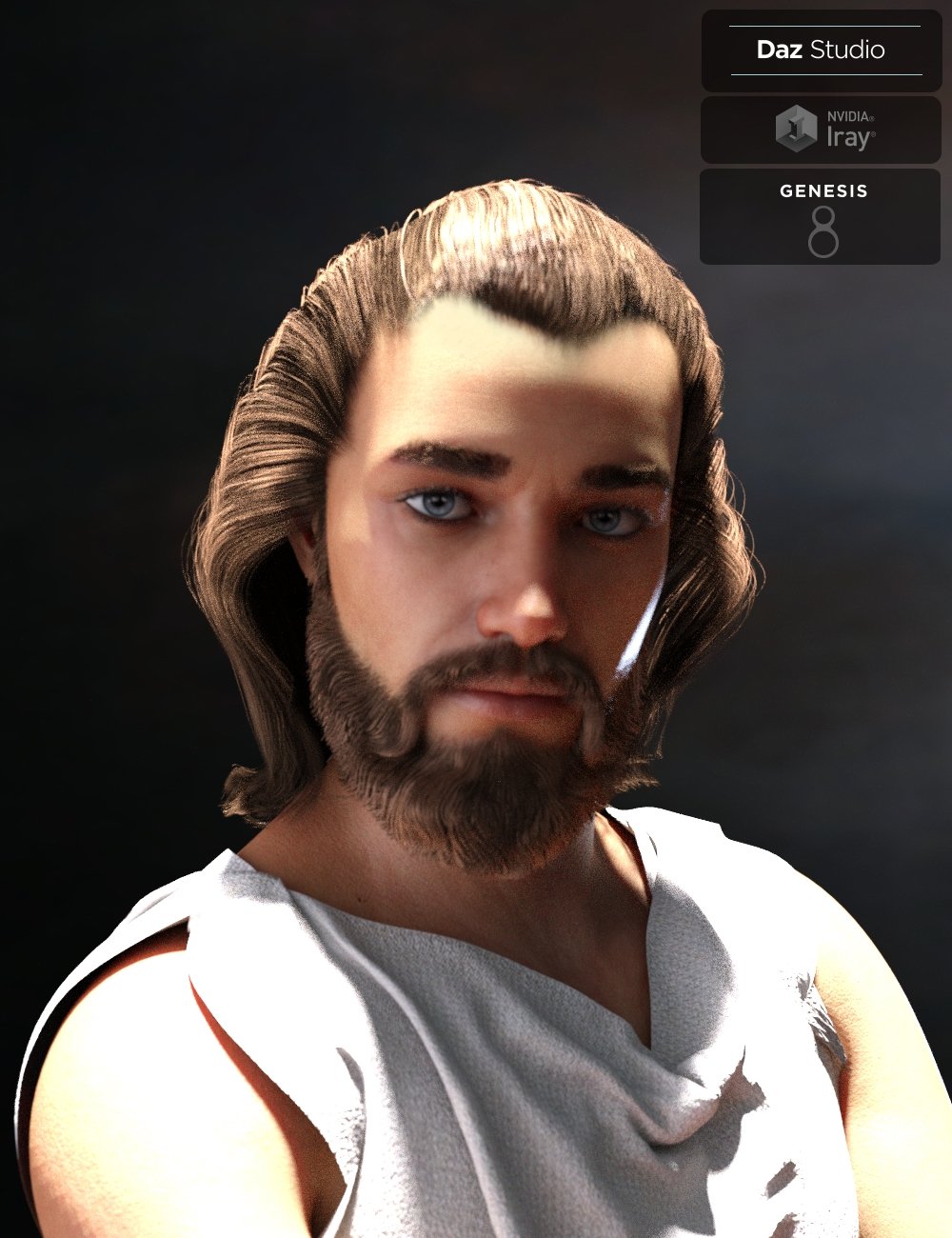 Yussef Hair Beard and Eyebrows for Genesis 8 Male(s) by: Neftis3D, 3D Models by Daz 3D