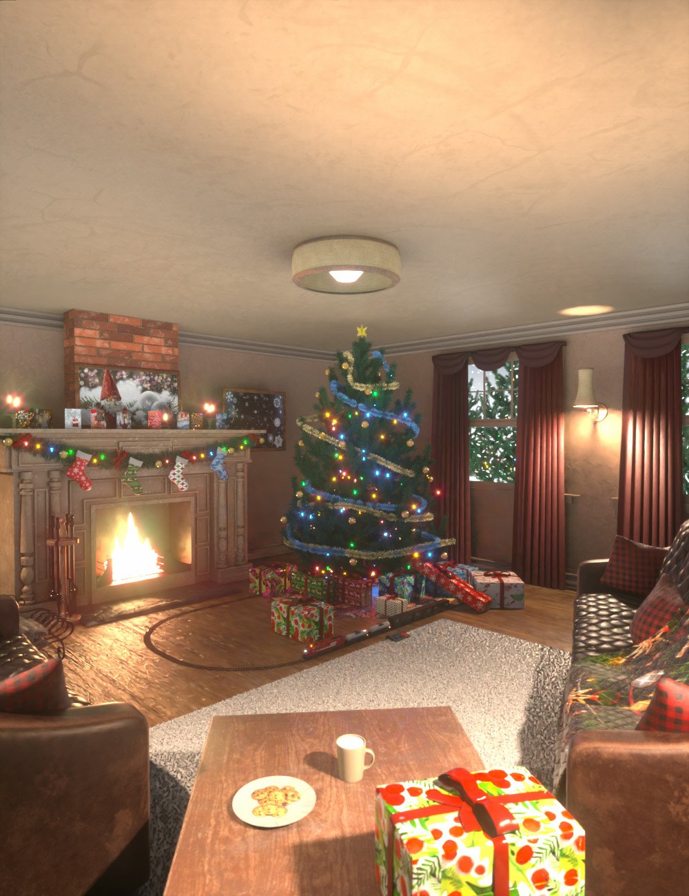 Cozy Christmas Living Room by: AcharyaPolina, 3D Models by Daz 3D