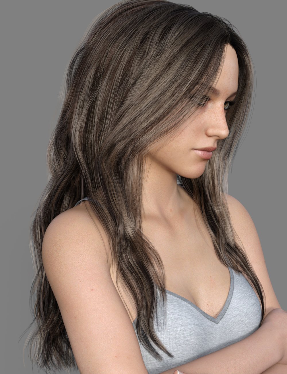 MRL dForce Long Layered Hair for Genesis 8 Female with Colour Mixing by: Mihrelle, 3D Models by Daz 3D