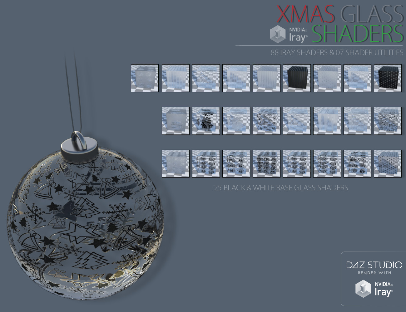 Xmas Glass Iray Shaders by: ForbiddenWhispers, 3D Models by Daz 3D