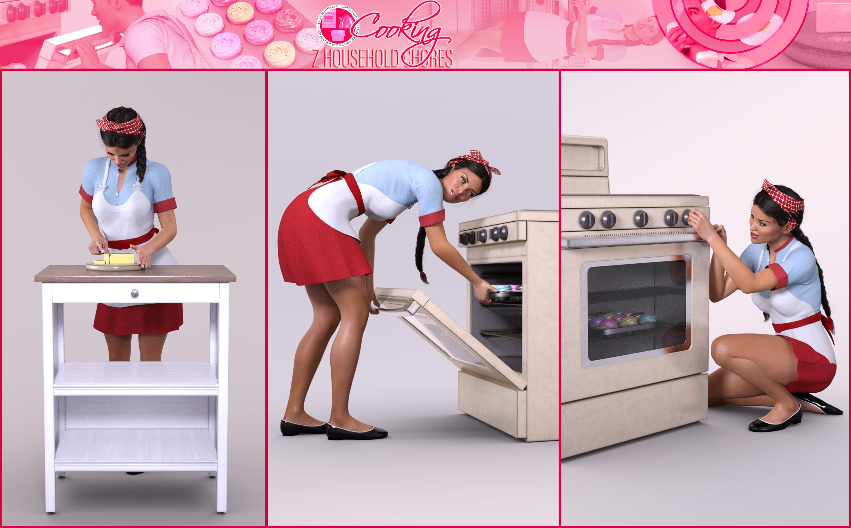Z Household Chores Cooking for Genesis 8 by: Zeddicuss, 3D Models by Daz 3D
