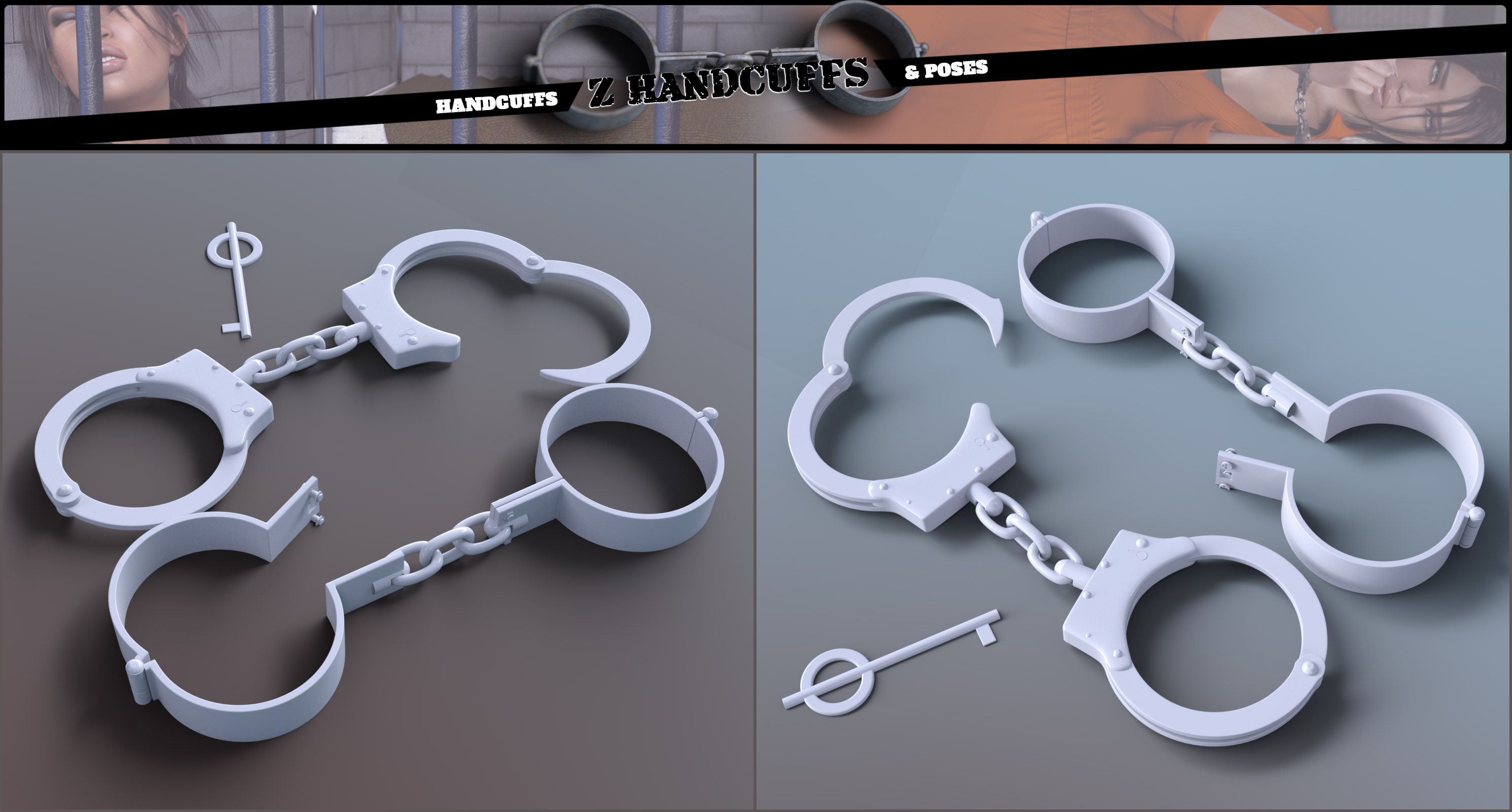 Z Handcuffs and Poses Daz 3D
