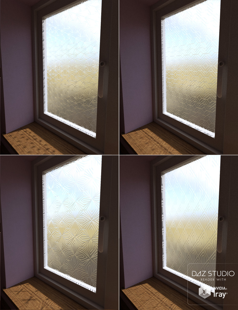 Geometric Deco Iray Glass Shaders by: ForbiddenWhispers, 3D Models by Daz 3D