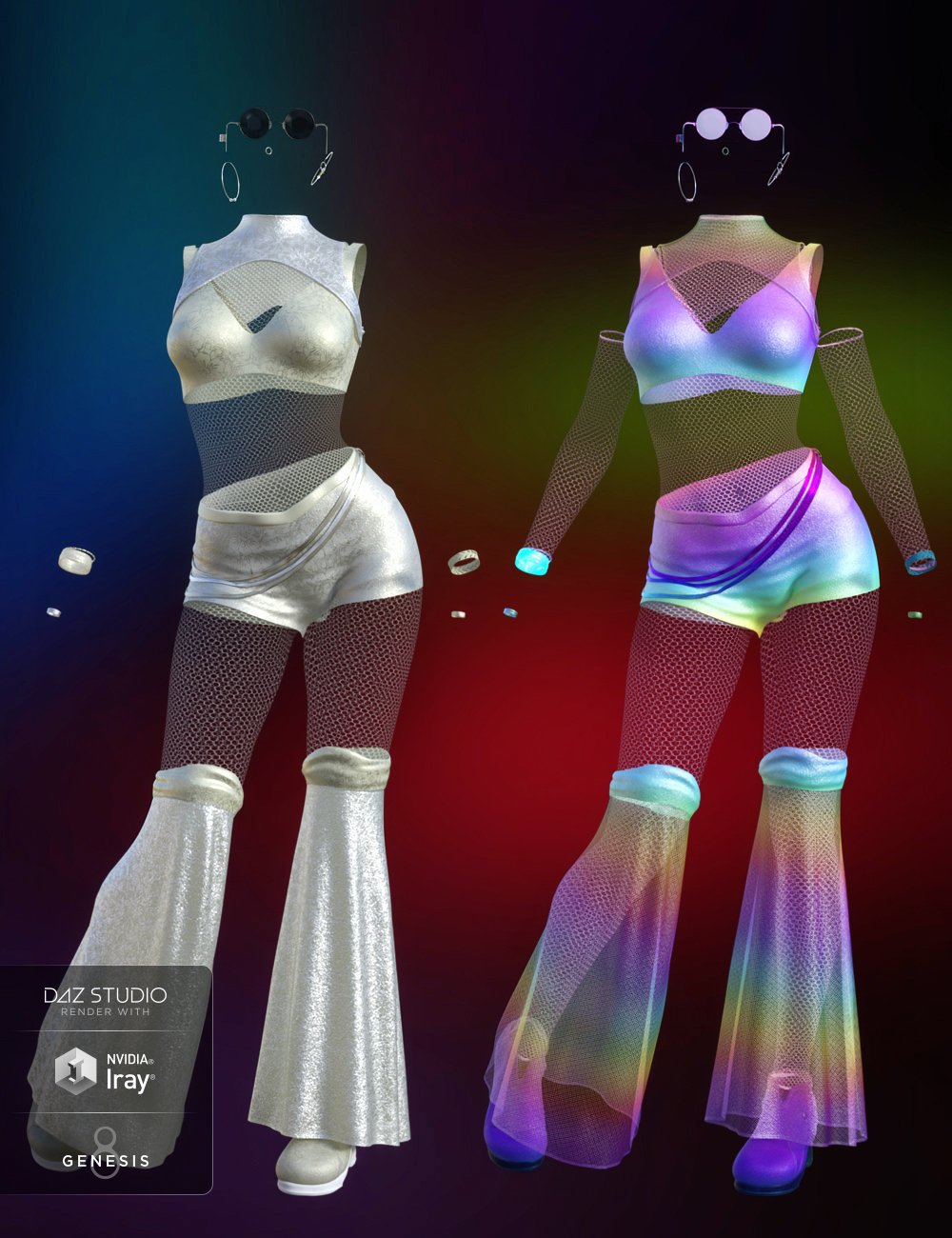 dForce Rave Party Outfit Textures by: DestinysGarden, 3D Models by Daz 3D