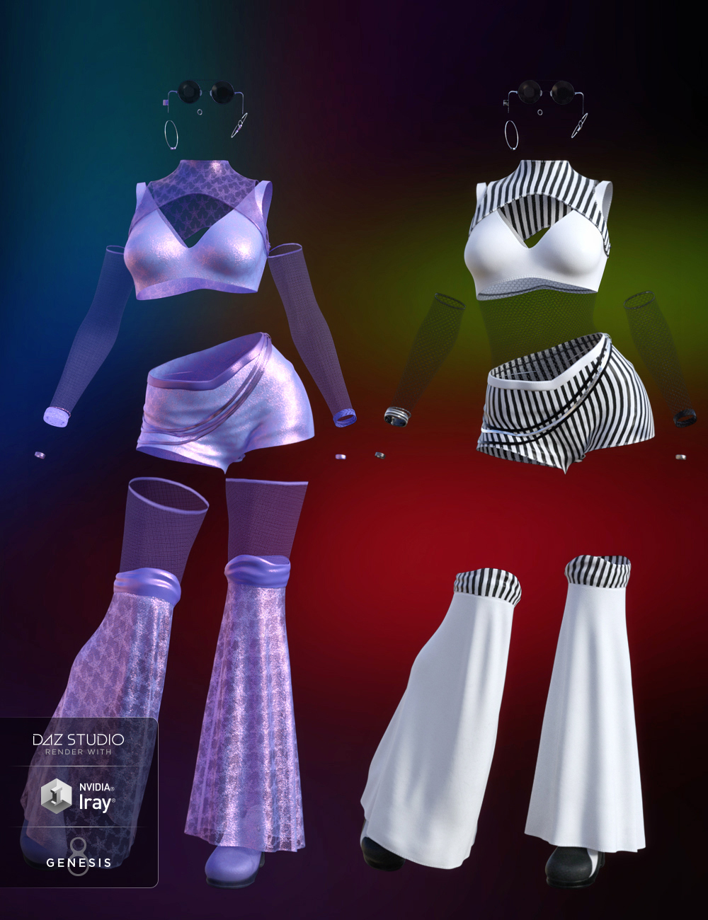 dForce Rave Party Outfit Textures by: DestinysGarden, 3D Models by Daz 3D