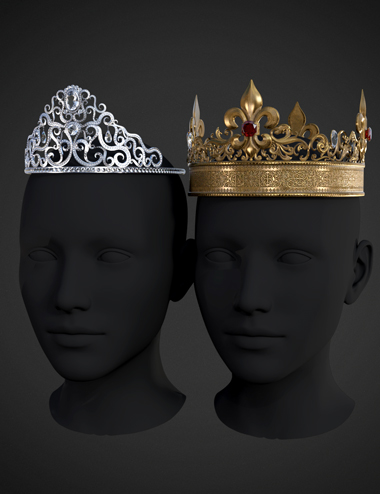Royal Crowns for Genesis 8 Female(s) by: Hypertaf, 3D Models by Daz 3D