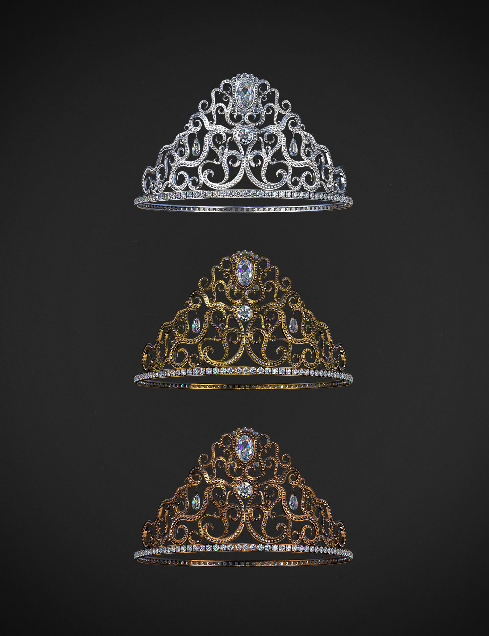 Royal Crowns for Genesis 8 Female(s) by: Hypertaf, 3D Models by Daz 3D
