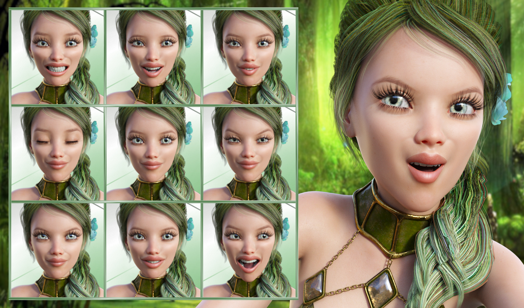 Fairytale - Expressions for Genesis 8 Female and Rynne 8 Fairytale - Expressions for Genesis 8 Female and Rynne 8 by: JWolf, 3D Models by Daz 3D