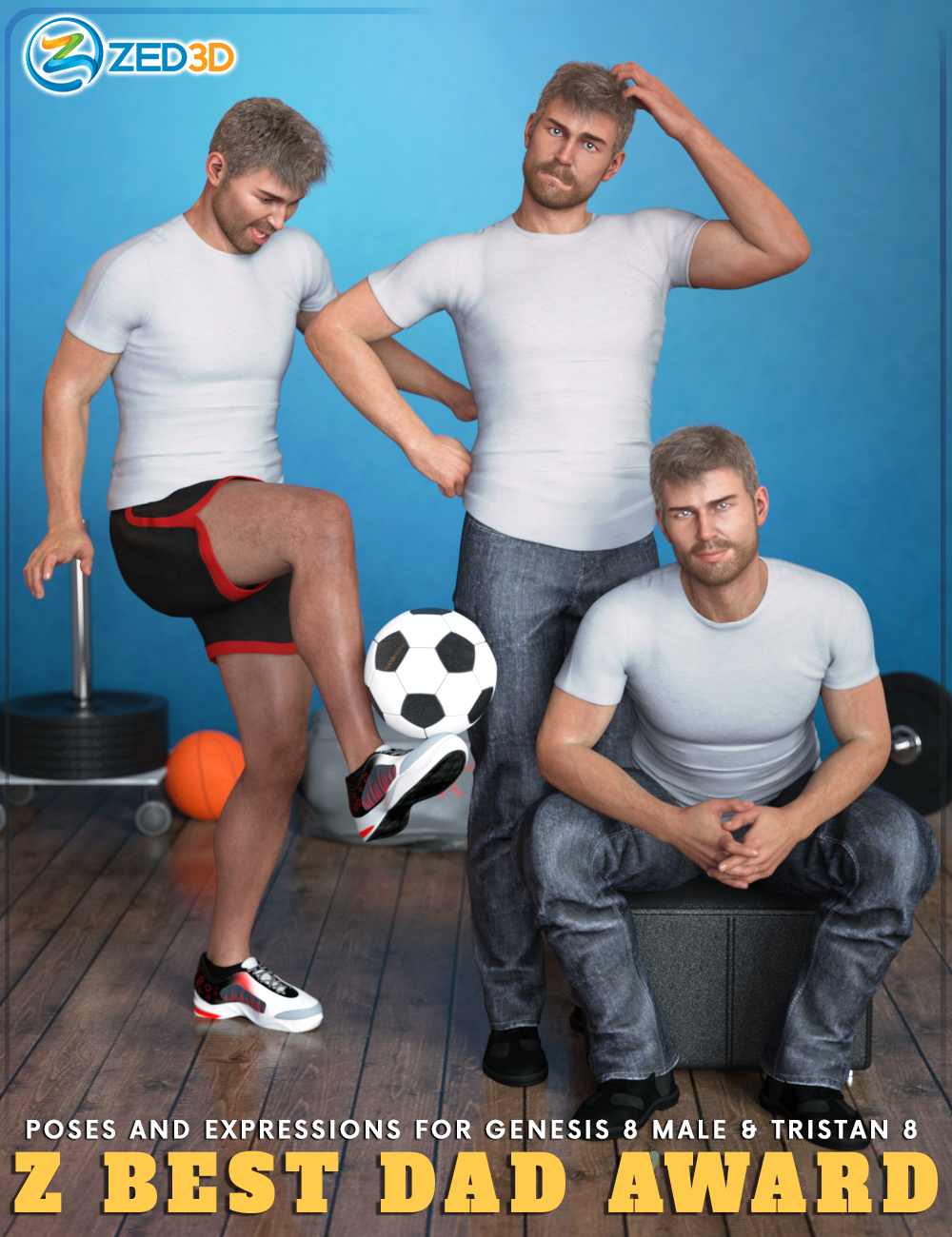 Z Best Dad Award Poses and Expressions for Tristan 8 by: Zeddicuss, 3D Models by Daz 3D