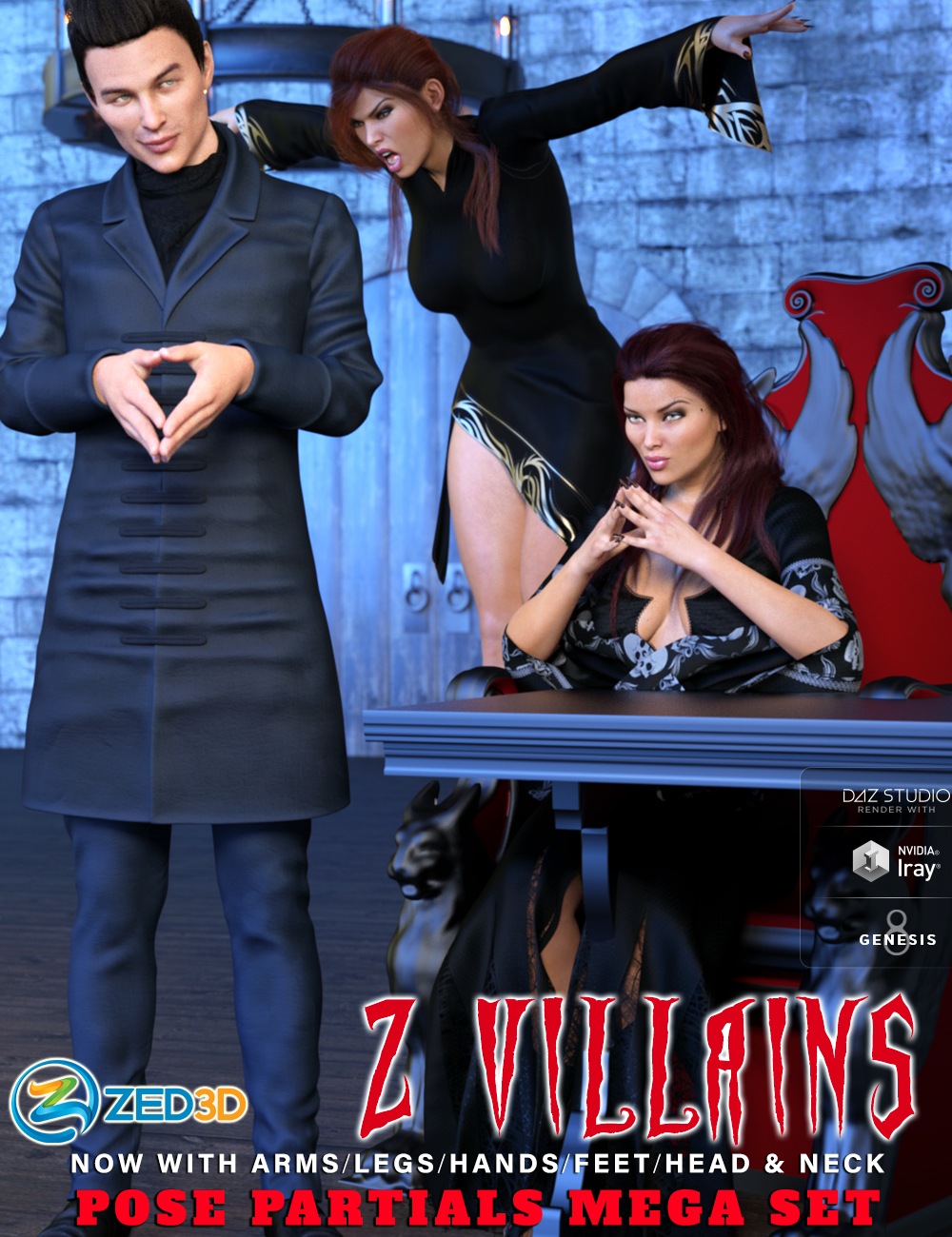 Z Villains Pose Mega Set by: Zeddicuss, 3D Models by Daz 3D