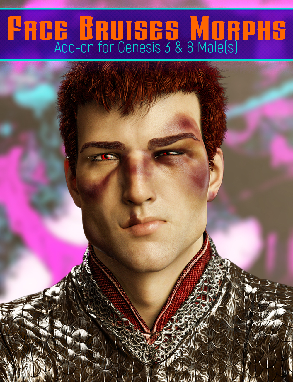 Face Bruises Morphs for Genesis 3 and 8 Male(s) by: EsidFenixPhoenix, 3D Models by Daz 3D