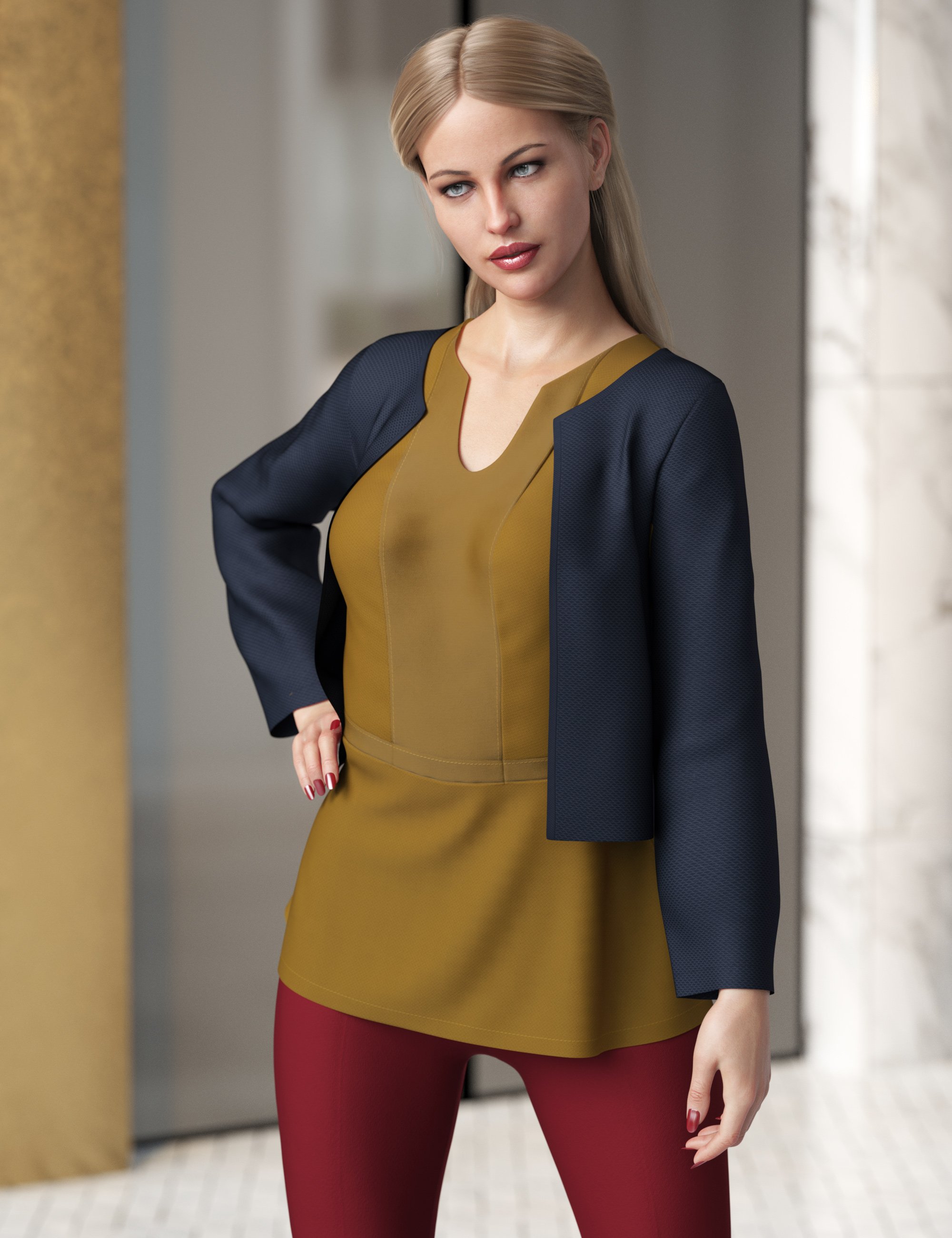 dForce Flared Layer Outfit for Genesis 8 Female(s) by: outoftouch, 3D Models by Daz 3D