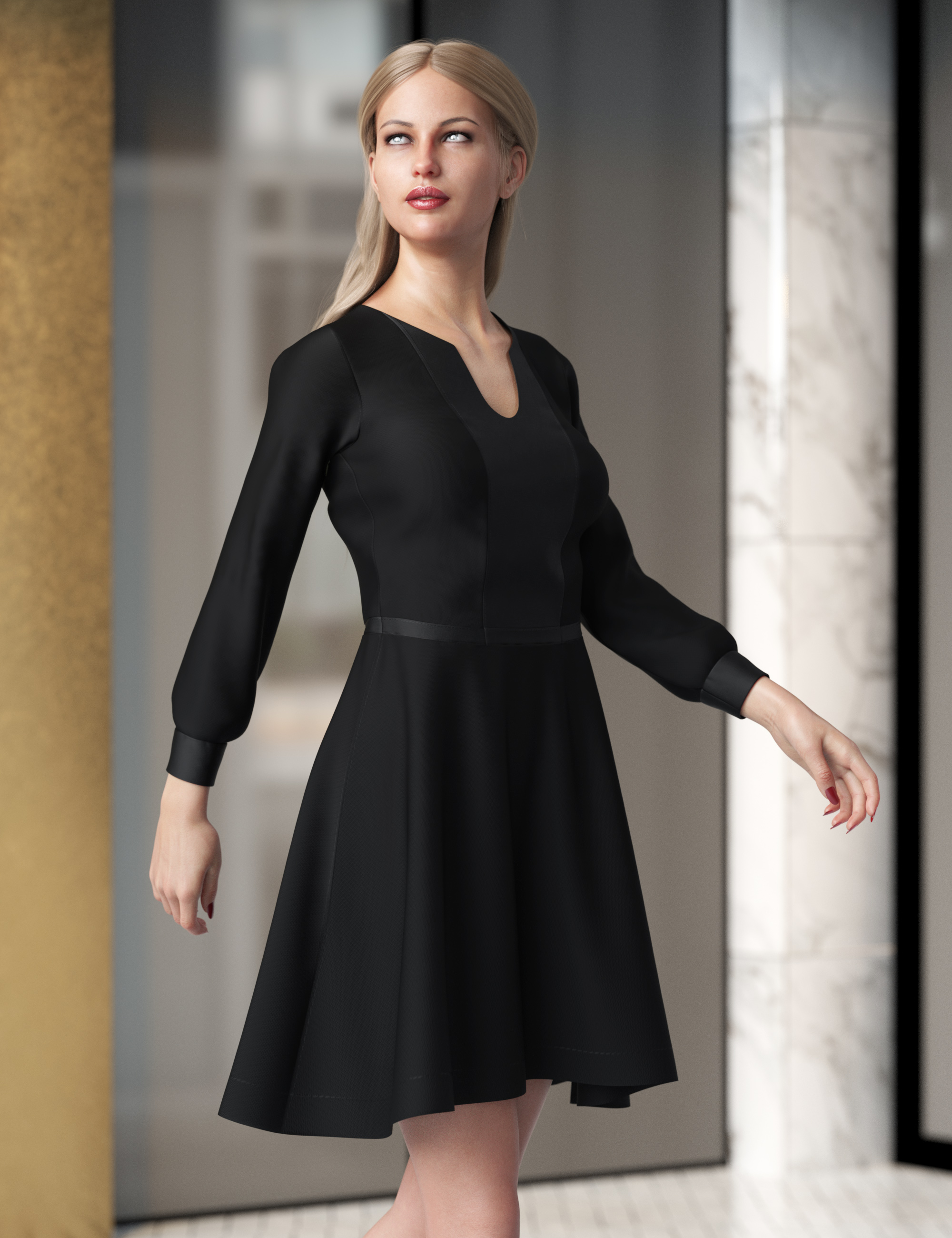 dForce Flared Layer Outfit for Genesis 8 Female(s) by: outoftouch, 3D Models by Daz 3D