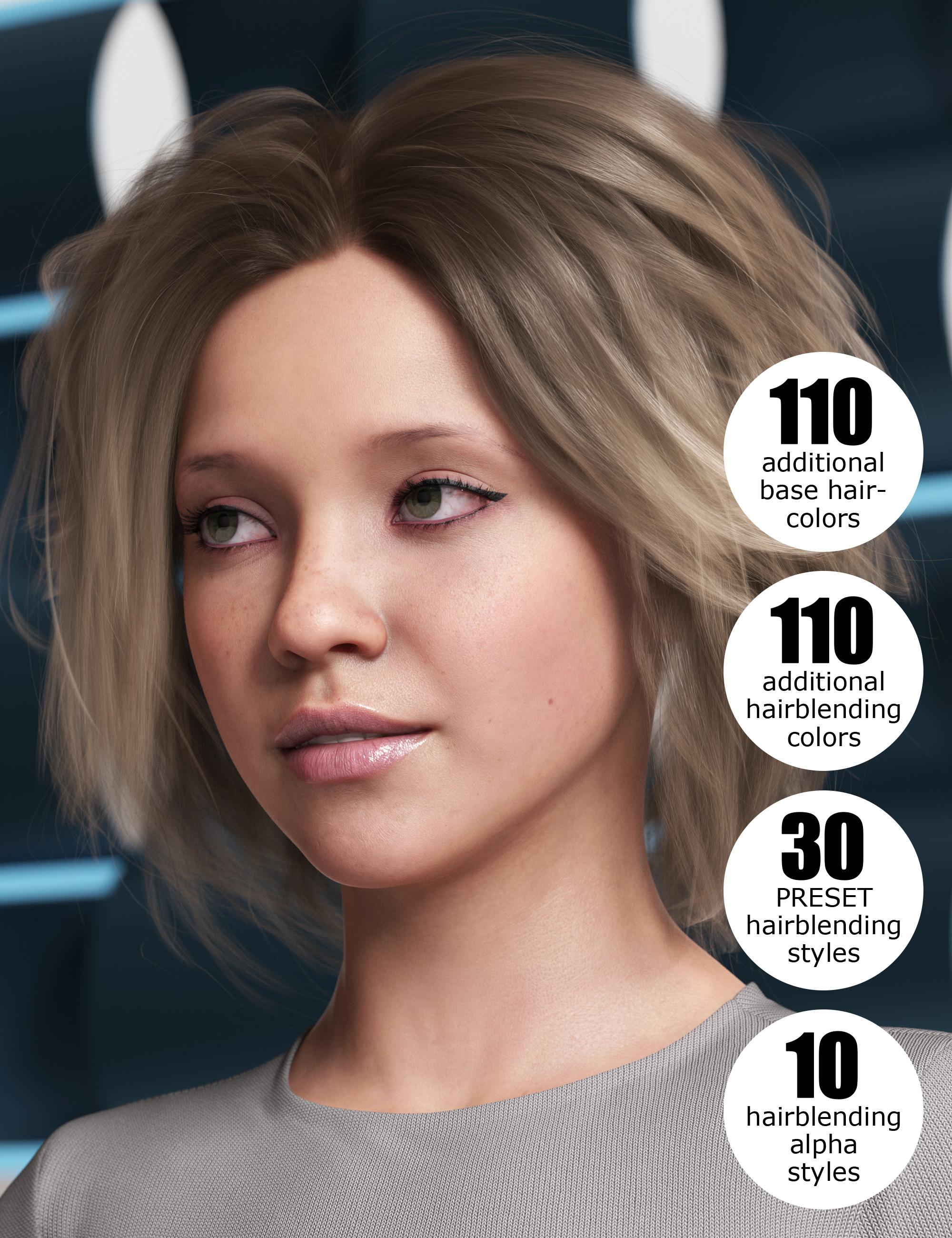 OOT Hairblending 2.0 Texture XPansion for Various Age Bob Hair by: outoftouch, 3D Models by Daz 3D