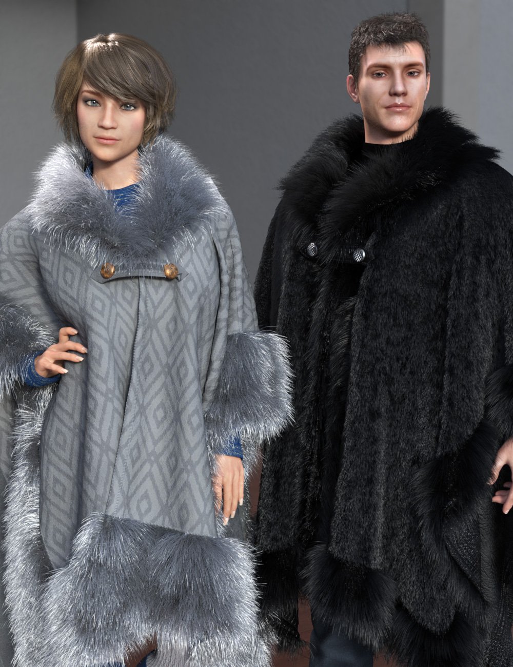 dForce Real Fur Poncho for Genesis 8 by: esha, 3D Models by Daz 3D
