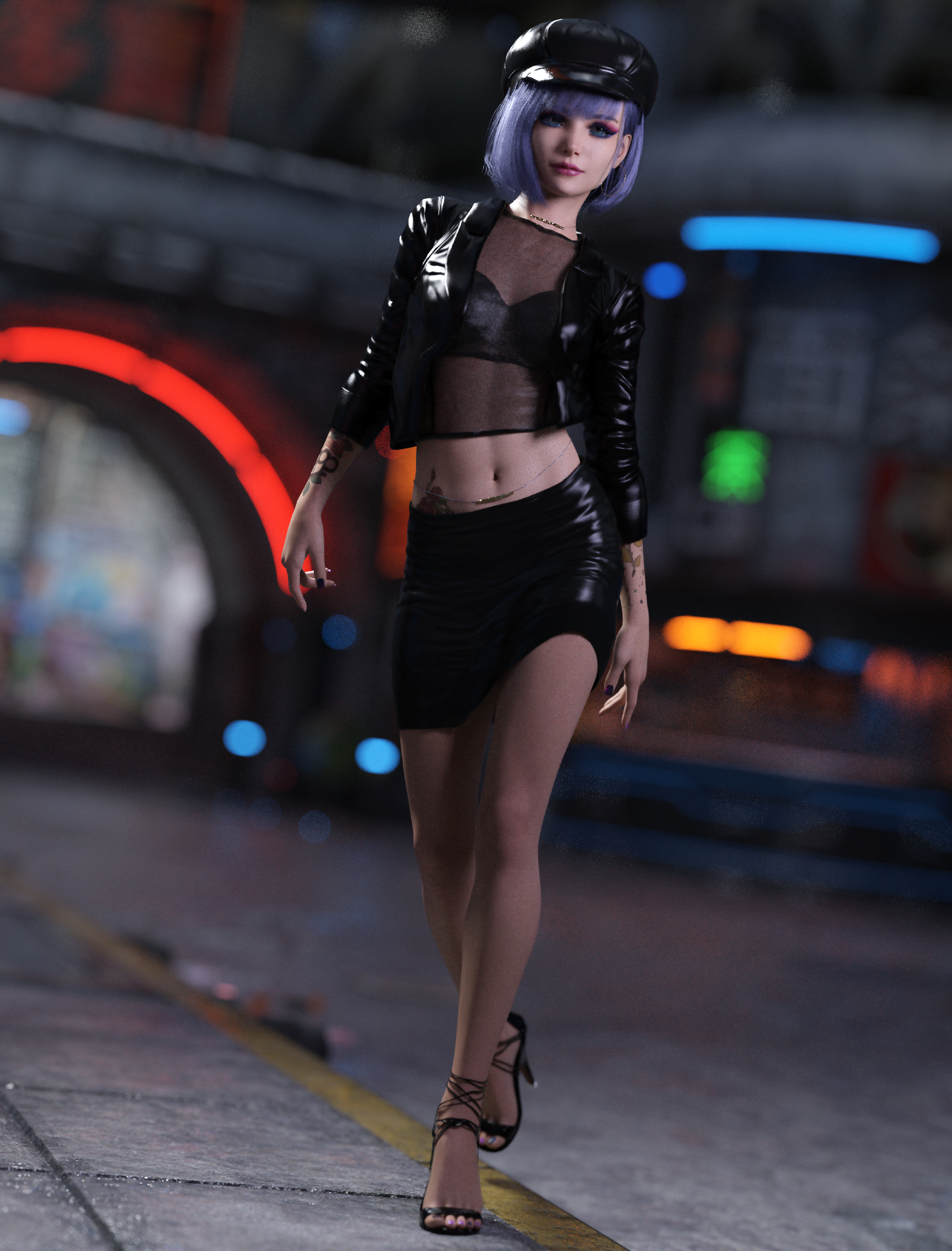 dforce Sassy Vinyl Outfit for Genesis 8 Female(s) by: Sixus1 Media, 3D Models by Daz 3D