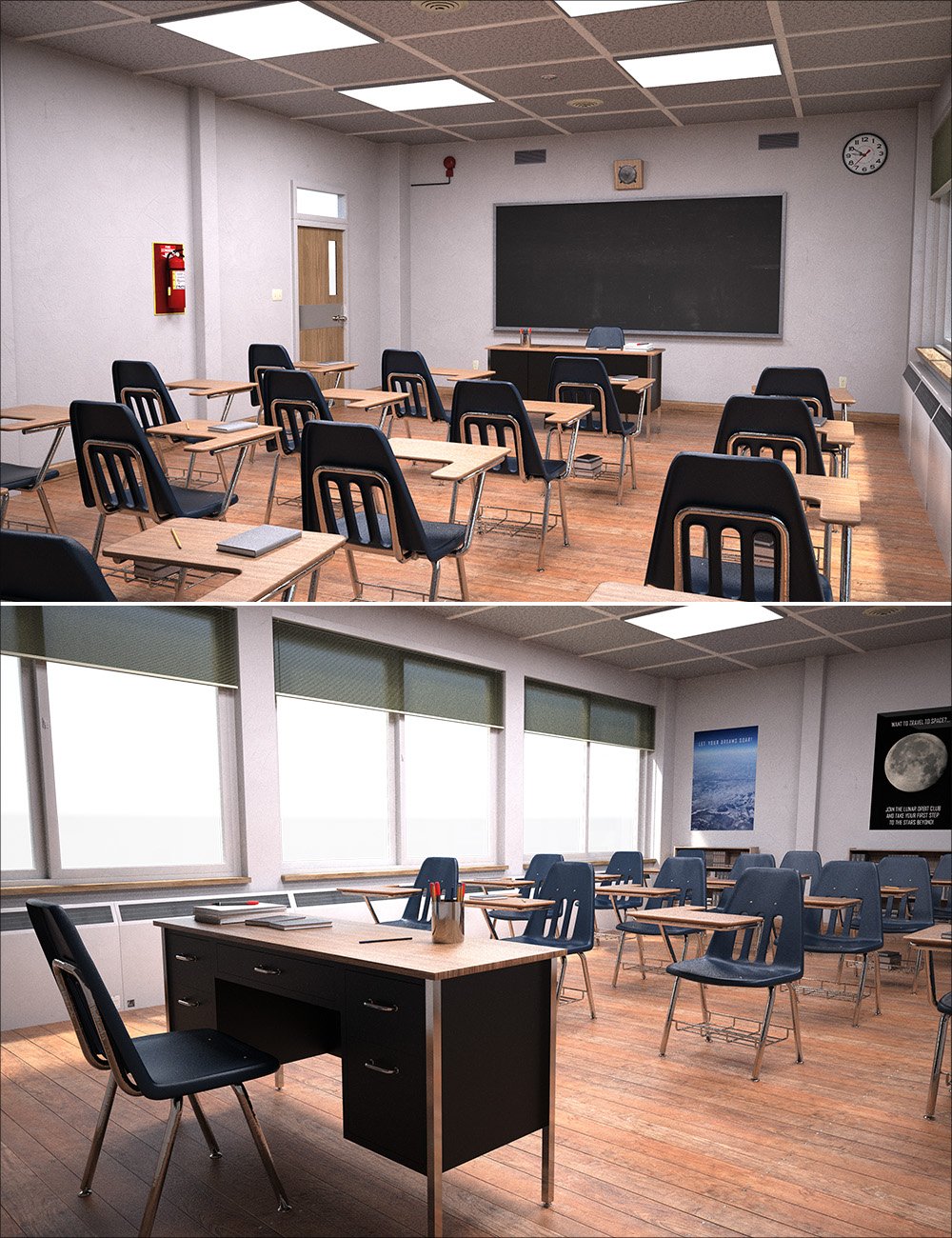 High School Classroom Interior by: , 3D Models by Daz 3D