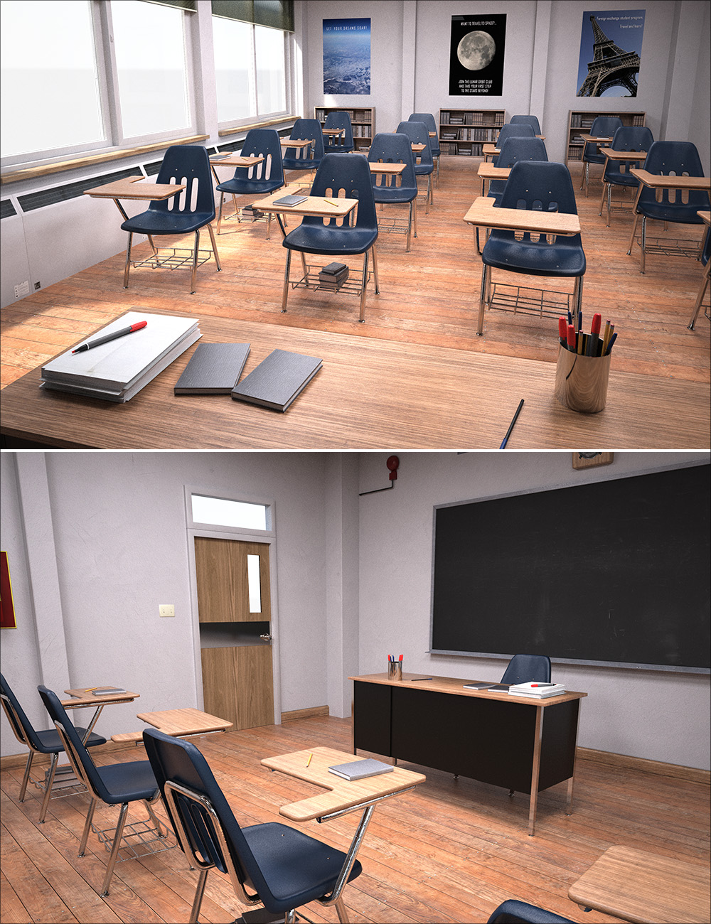 High School Classroom Interior by: , 3D Models by Daz 3D