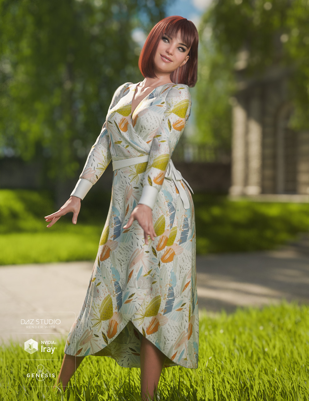 dForce Wrap Dress : Sylvan by: Moonscape GraphicsSade, 3D Models by Daz 3D