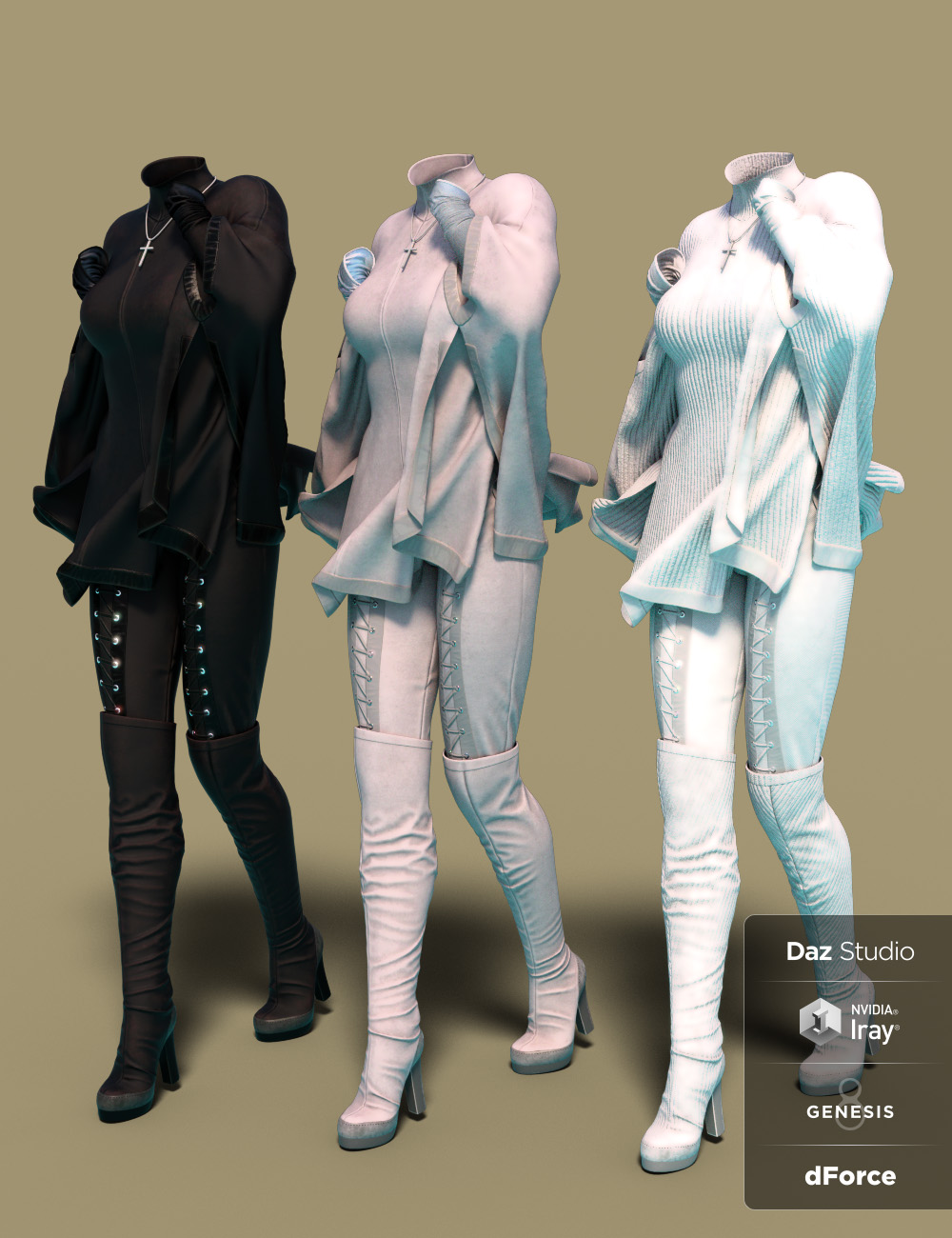 dForce RockyShoo Outfit for Genesis 8 Female(s) by: chungdan, 3D Models by Daz 3D