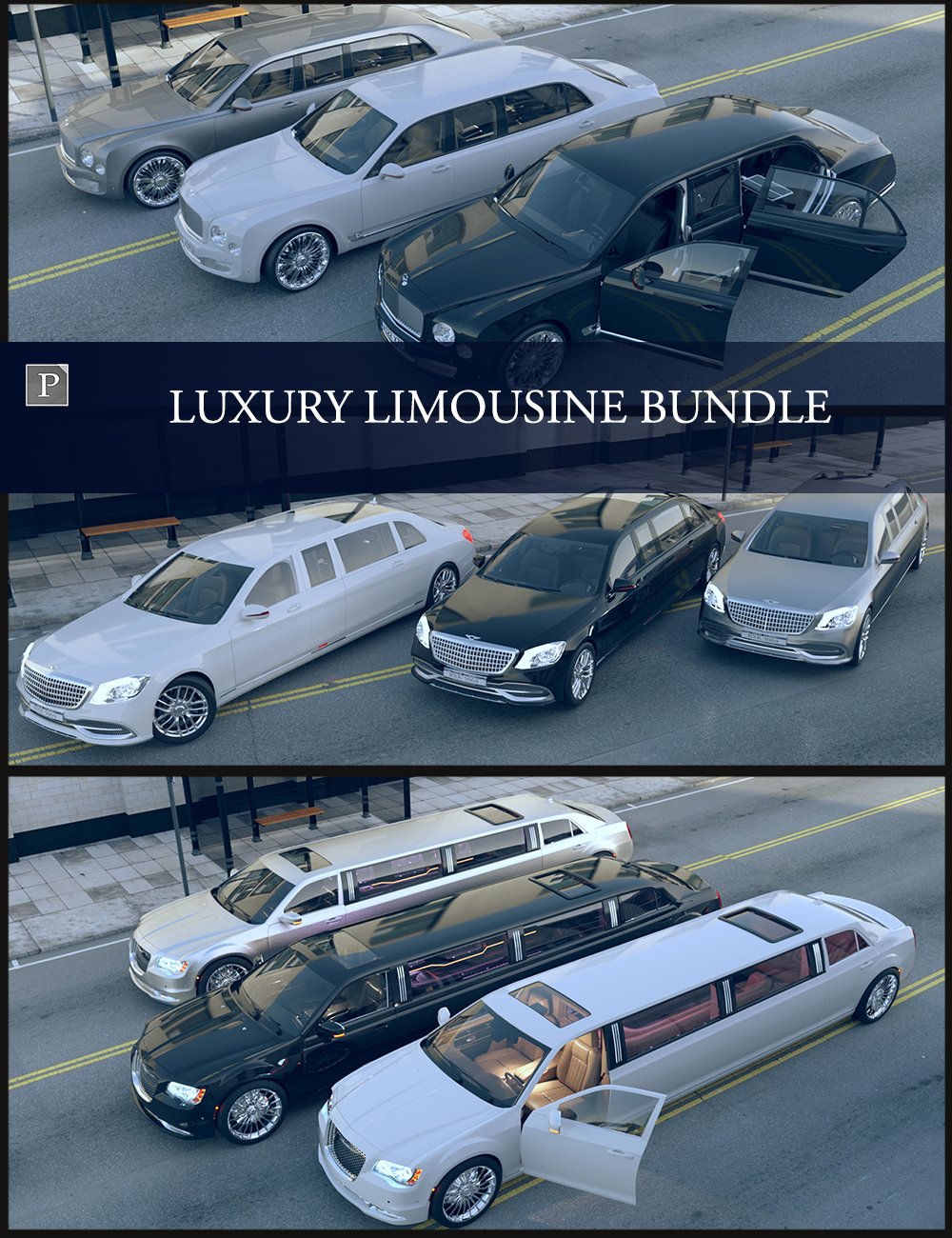 Luxury Limousine Bundle by: Polish, 3D Models by Daz 3D