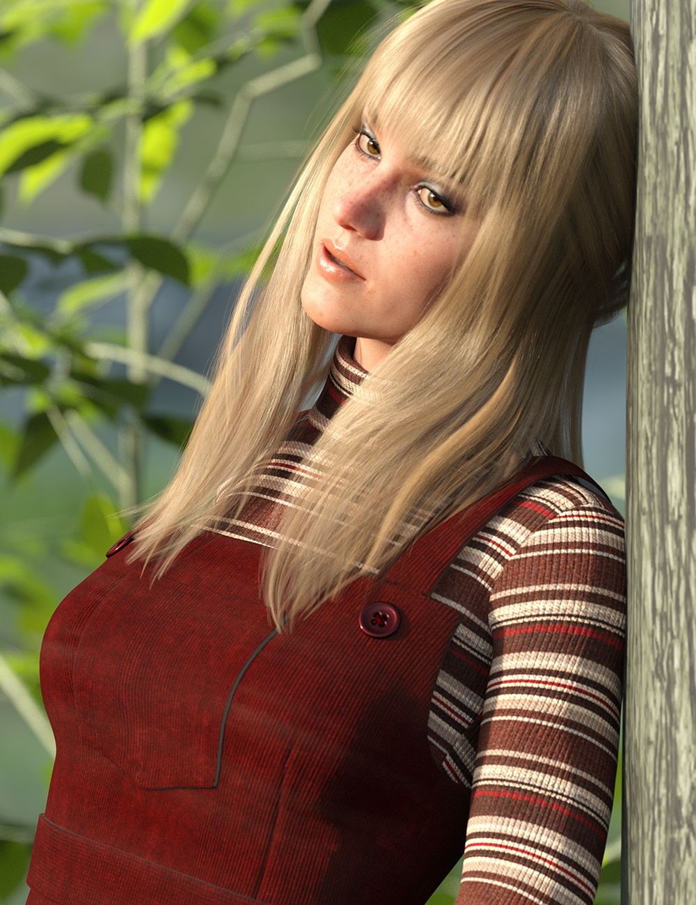 dForce Corduroy Jumper Outfit for Genesis 8 Female(s) by: Ryverthorn, 3D Models by Daz 3D