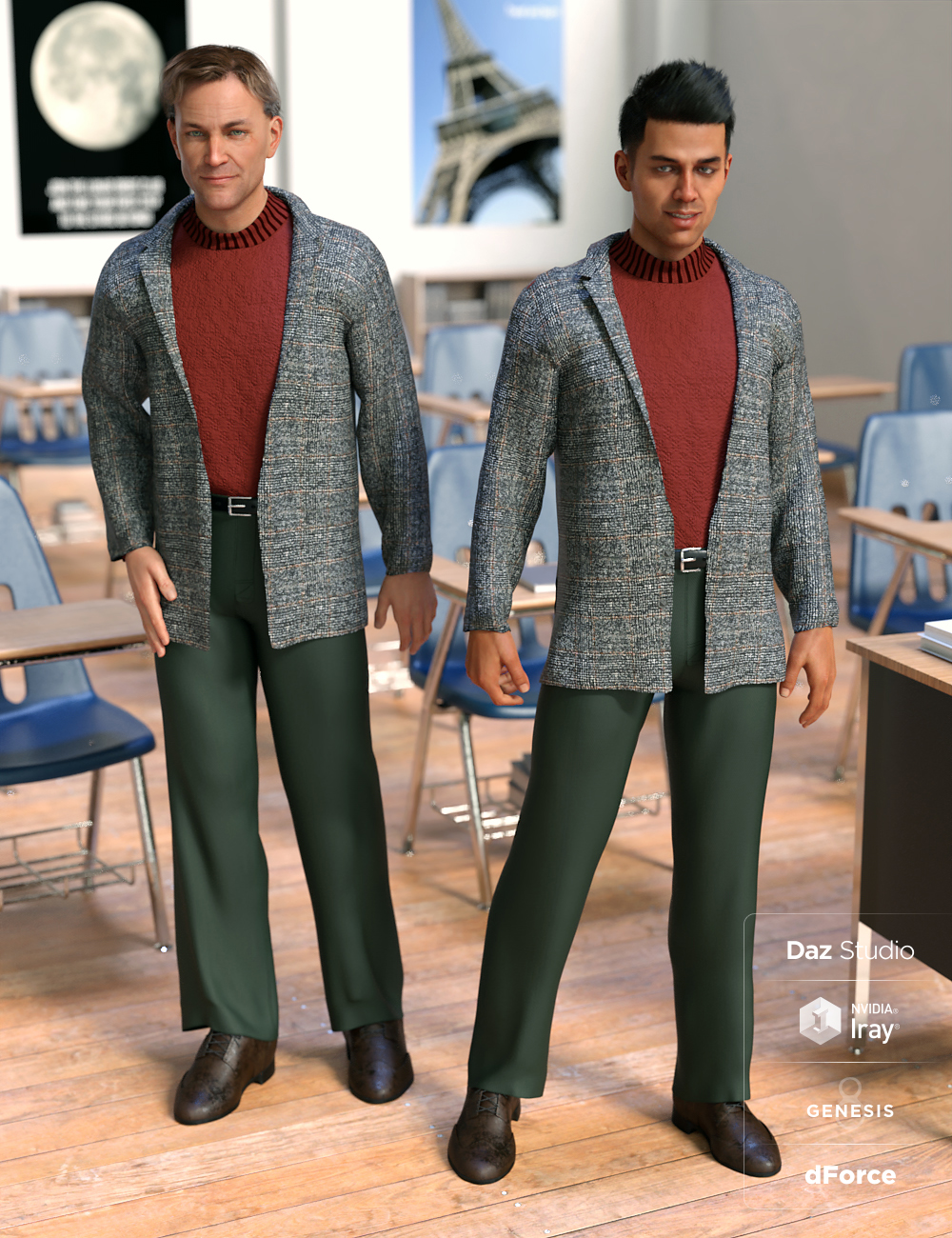 dForce Hudson Outfit for Genesis 8 Male(s) by: Barbara BrundonMoonscape GraphicsSade, 3D Models by Daz 3D