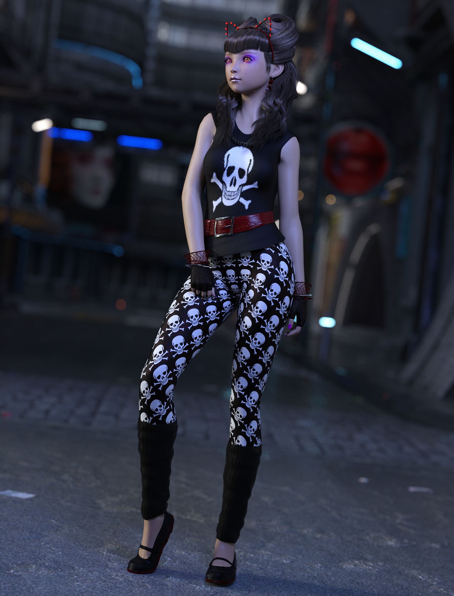 dForce 80s Valley Girl Outfit for Genesis 8 Females by: Sixus1 Media, 3D Models by Daz 3D