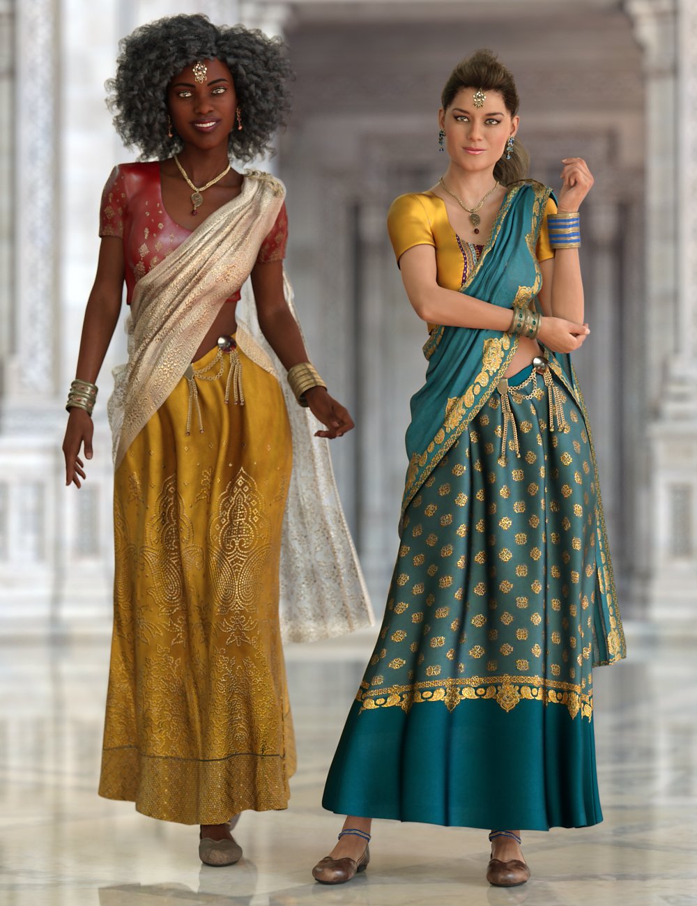 Saree: Charu by: Moonscape GraphicsSade, 3D Models by Daz 3D