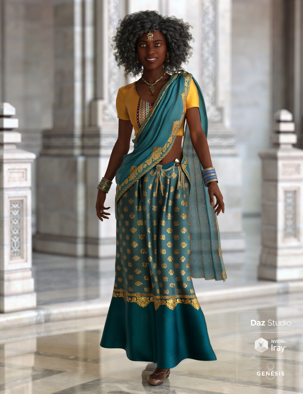 Saree: Charu by: Moonscape GraphicsSade, 3D Models by Daz 3D