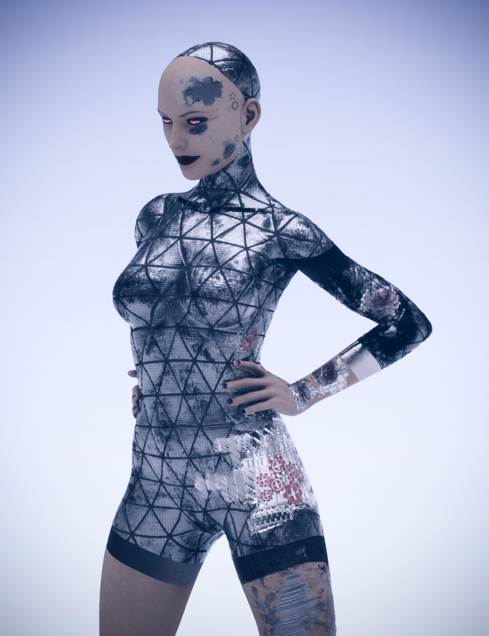 Battleworn Female Bot - Genesis 3 and 8 Female Texture Set by: Dreamlight, 3D Models by Daz 3D
