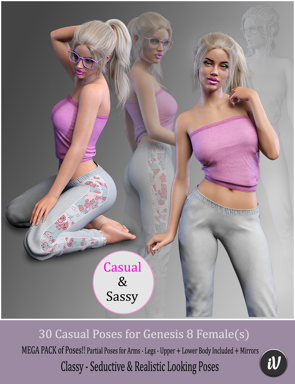 iV Casual Poses For Genesis 8 Female(s) by: i3D_LotusValery3D, 3D Models by Daz 3D