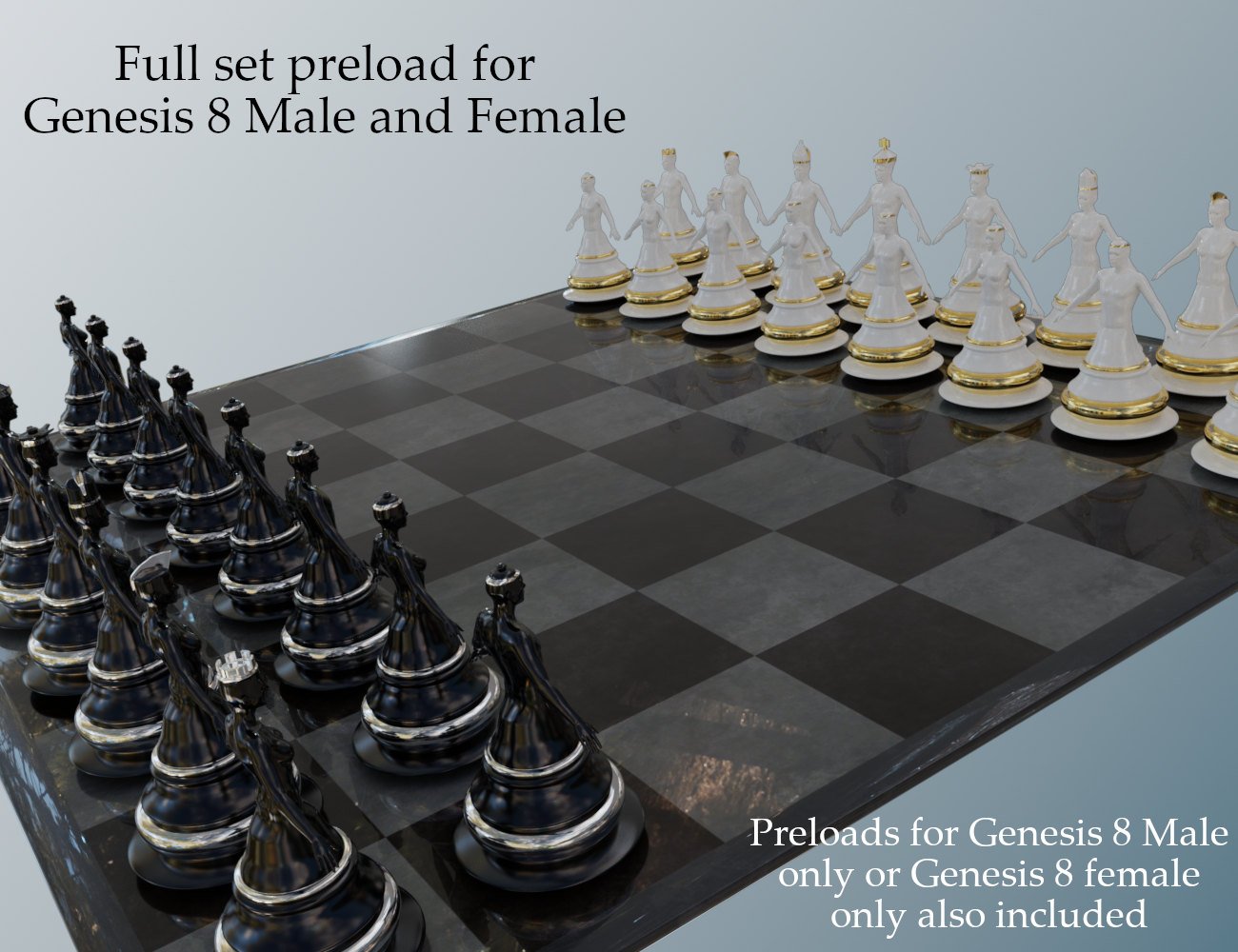 Chess for Genesis 8 by: Silent Winter, 3D Models by Daz 3D