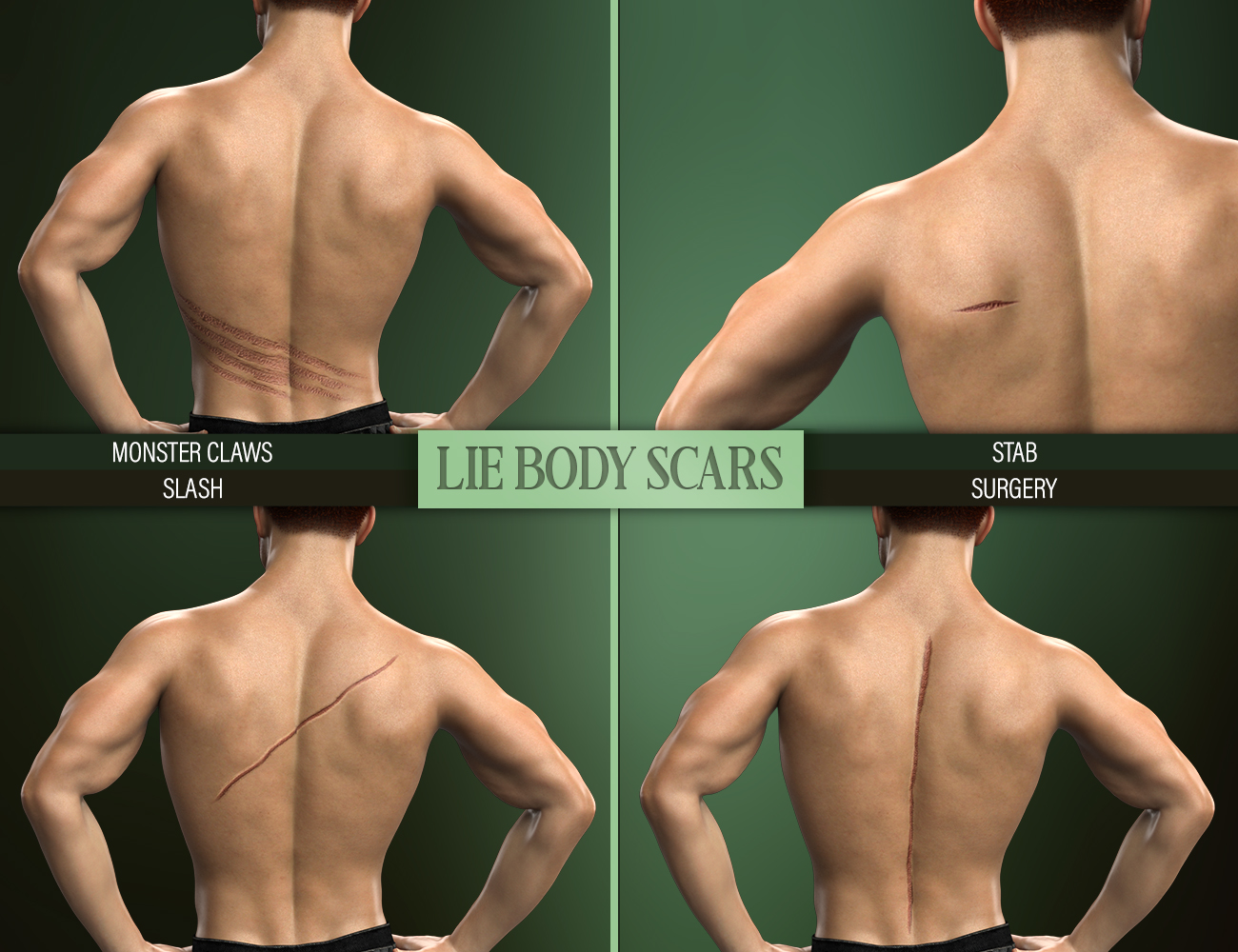 LIE BODY SCARS for Genesis 3 & 8 Male(s) by: FenixPhoenixEsid, 3D Models by Daz 3D