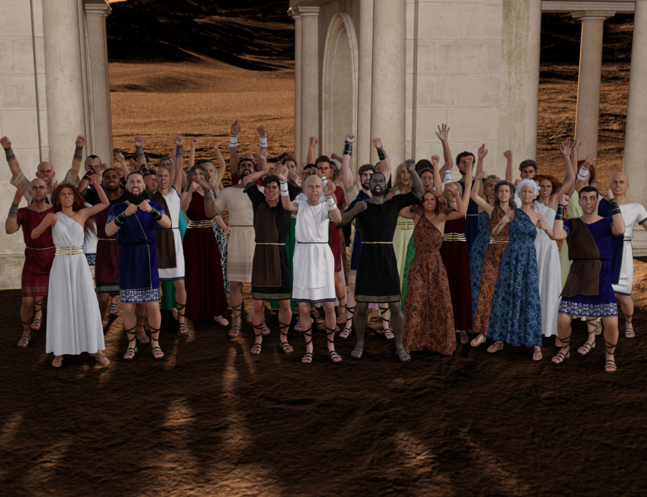 Ancient Greco-Roman Crowd Generator by: SimonWM, 3D Models by Daz 3D