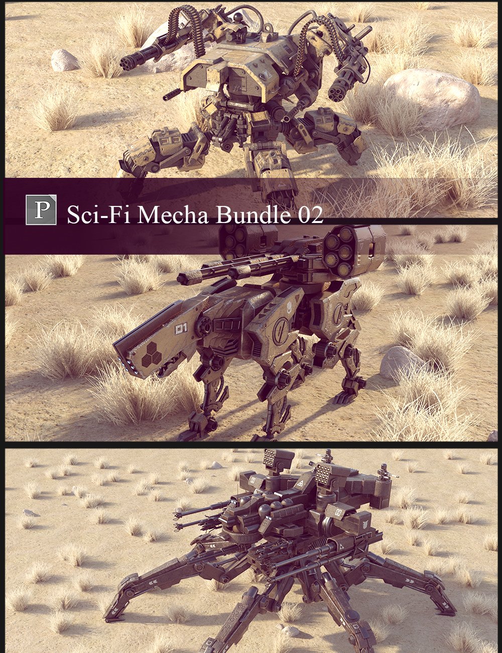 Sci-Fi Mecha Bundle 02 by: Polish, 3D Models by Daz 3D
