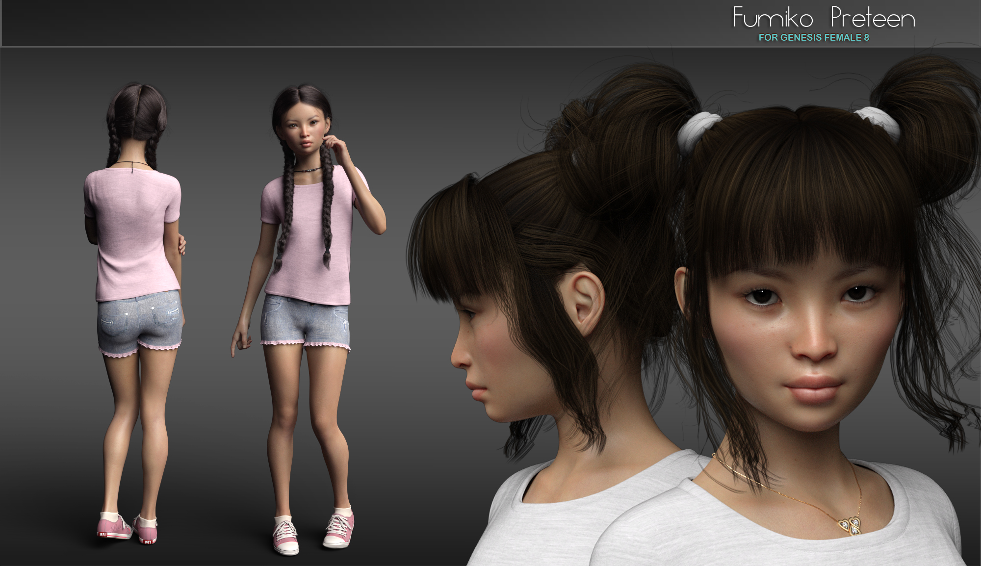 P3D Fumiko for Genesis 8 Female by: P3Design, 3D Models by Daz 3D