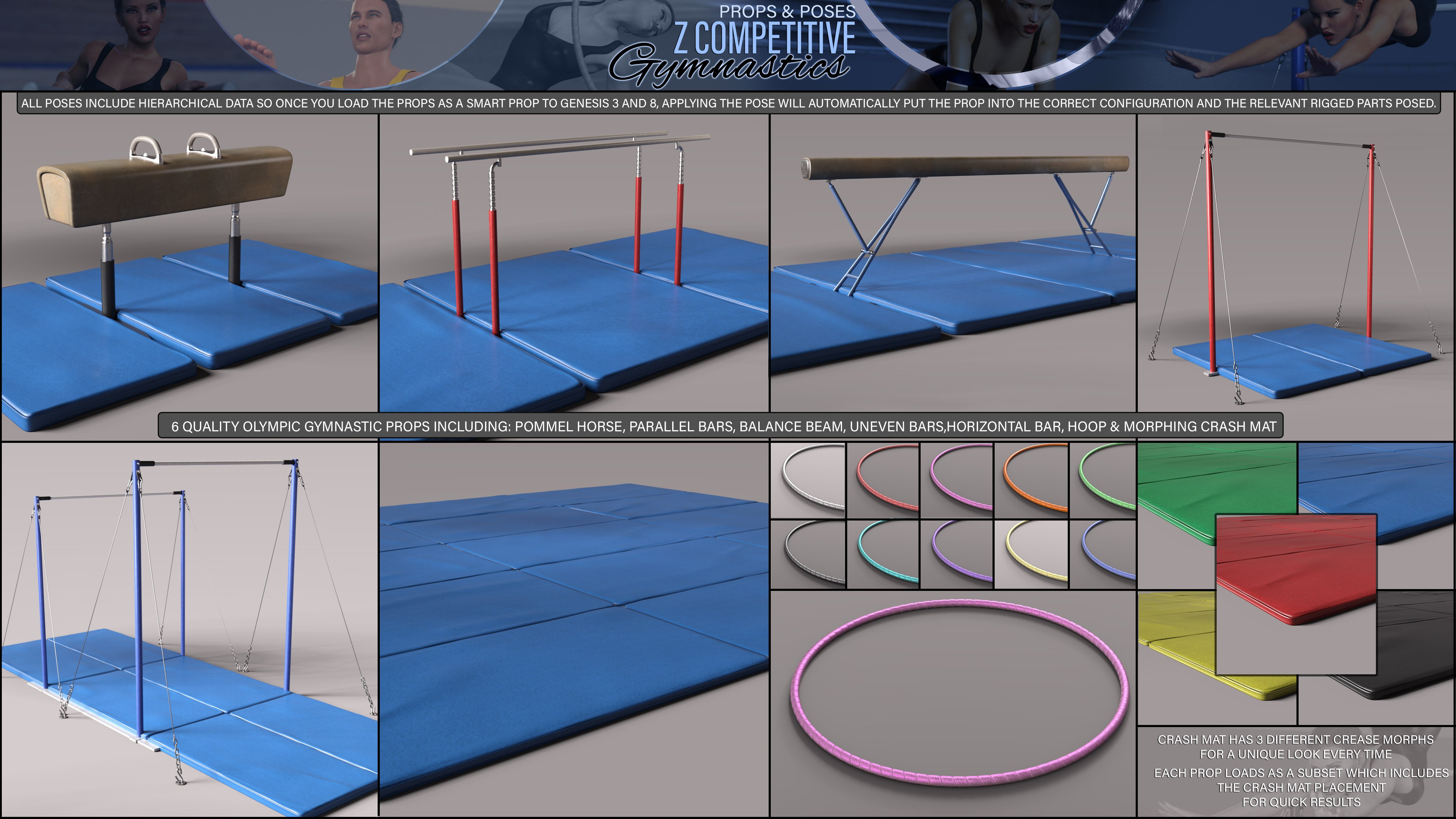 Z Competitive Gymnastics Props and Poses | Daz 3D